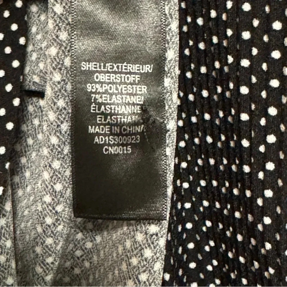 ADRIANNA PAPELL Micropleated Black and White Polka Dot 3/4 Sleeve Blouse Size XL - Picture 7 of 7